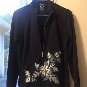 Navy Blue Zip Up w/ Hawaiian Design 🌺